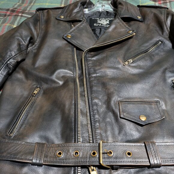 Vintage WCL Leather Biker Jacket  Men's Medium - Picture 6 of 9
